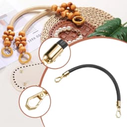Crochet Bag Making Kit 8.7 X 4 Inch Oval PU Leather Bag Bottom With 2Pcs 11.8' Bag Handles And 4Pcs Buckles For DIY Crochet Bag