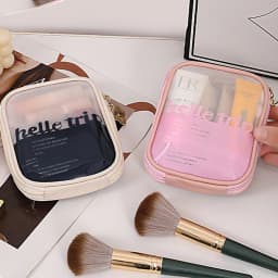 Portable Lipstick Pouch Transparent Touch-Up Cosmetic Pouch Cosmetic Organizer Travel Bluetooth Headphone Charging Cable Pouch