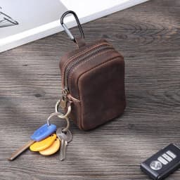 WERLLANDS Vintage Distressed PU Leather Hook Design Multi-Color Key Coin Pouch