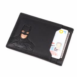 Bat ID Wallet For Men Leather Slim Card Holder Case Cover With Cutout Superhero Face Eyes Mask Gift For Husband Teens Boy Friend