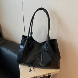Casual Magnetic Buckle Tote Bag PU Leather Solid Color Underarm Bag Large Capacity Women's Handbag Girl