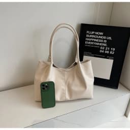 Casual Magnetic Buckle Tote Bag PU Leather Solid Color Underarm Bag Large Capacity Women's Handbag Girl