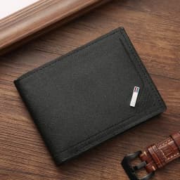 Men's Short Frosted Leather Wallet, Multi-Slot Coin Pocket Photo Holder Small Men's Wallet