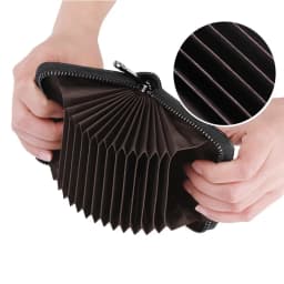 Litchi Texture PU Zipper Accordion Card Wallet, Multi Layers Large Capacity for ID & Bank Cards Unisex Fashion Minimalist