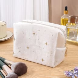High Quality Portable Cosmetic Bag Hot stamping star pattern with Zipper Make Up Storage Bag Soft Velvet Women Toiletry Bag