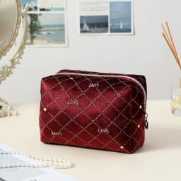 High Quality Portable Cosmetic Bag Hot stamping star pattern with Zipper Make Up Storage Bag Soft Velvet Women Toiletry Bag