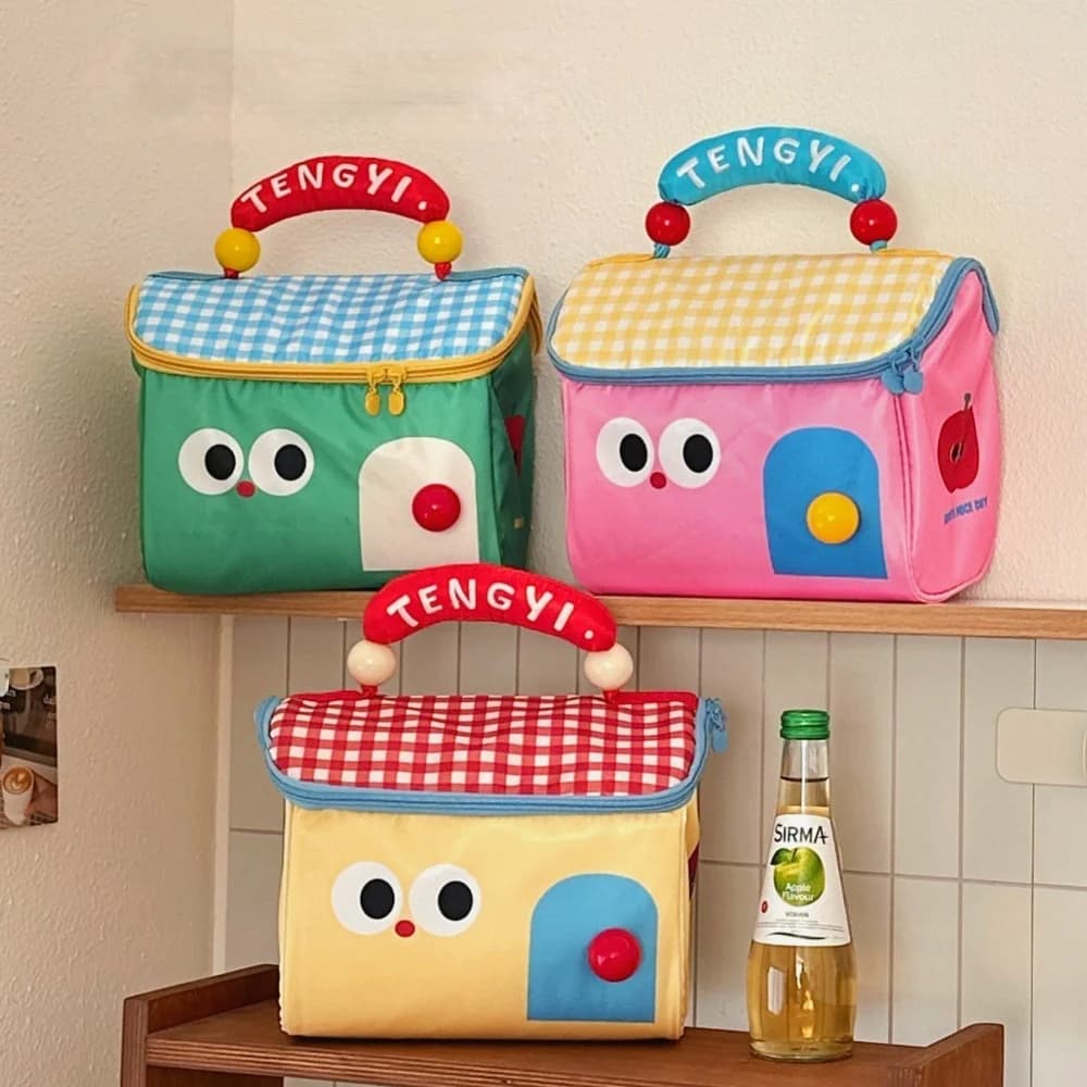 Cute Cottage Makeup Bag Large Capacity Multifunctional Fresh-Keeping Insulated Lunch Box Bag Handbag Beauty Bag
