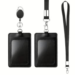 Fashion PU Leather Card Holders Set Women Men Student Retractable Badge Reel ID Card Holder Cover Case Nurse Badge Lanyards