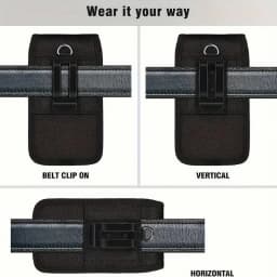 Under 7.5 Inch Universal Waist Phone Bag Nylon Dual Pocket Cell Phone Belt Pouch Case Men's Outdoor for Iphone 16 15 Samsung S23
