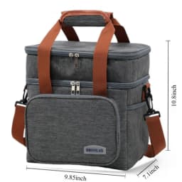 Double Deck Insulated Lunch Bag Large Capacity Leakproof Cooler Tote Thermal Food Storage Bag for Work Camping Travel