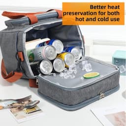 Double Deck Insulated Lunch Bag Large Capacity Leakproof Cooler Tote Thermal Food Storage Bag for Work Camping Travel