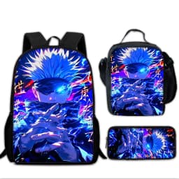 Anime J-JujutsuS K-KaisenS Child School Backpack with Lunch Bags ,Pencil Bags ,School Bags for Boys Girls Best Gift