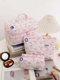 Fashion Vintage Flower Women Makeup Bag Cotton Tote Portable Female Cosmetic Storage Handbag Travel Organizer Zipper Quilted Bag