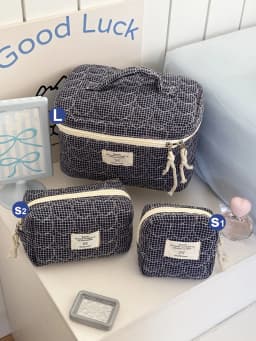Fashion Vintage Flower Women Makeup Bag Cotton Tote Portable Female Cosmetic Storage Handbag Travel Organizer Zipper Quilted Bag