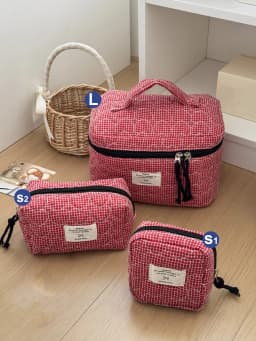 Fashion Vintage Flower Women Makeup Bag Cotton Tote Portable Female Cosmetic Storage Handbag Travel Organizer Zipper Quilted Bag