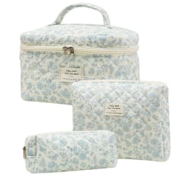 Fashion Vintage Flower Women Makeup Bag Cotton Tote Portable Female Cosmetic Storage Handbag Travel Organizer Zipper Quilted Bag