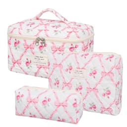 Fashion Vintage Flower Women Makeup Bag Cotton Tote Portable Female Cosmetic Storage Handbag Travel Organizer Zipper Quilted Bag