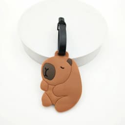 1//2/3PCS Cute Animal Kapibala PVC Soft Rubber Luggage Tag Hanger Identification Tag Bag Hanger Luggage Hanger Anti Loss Strap