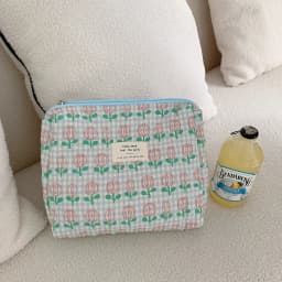 Quilted Cotton Ladies Travel Storage Bag Retro Cherry Women's Cosmetic Bags Cute Design Girls Pencil Case Makeup Bag Handbags