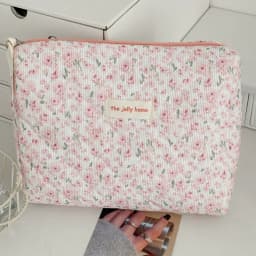 Quilted Cotton Ladies Travel Storage Bag Retro Cherry Women's Cosmetic Bags Cute Design Girls Pencil Case Makeup Bag Handbags