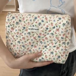 Quilted Cotton Ladies Travel Storage Bag Retro Cherry Women's Cosmetic Bags Cute Design Girls Pencil Case Makeup Bag Handbags