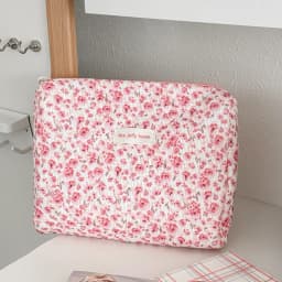 Quilted Cotton Ladies Travel Storage Bag Retro Cherry Women's Cosmetic Bags Cute Design Girls Pencil Case Makeup Bag Handbags