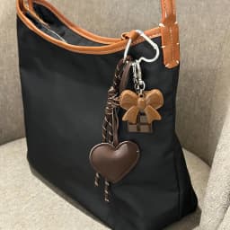 INS Style Kawaii Korea Trendy Heart Leather Keychain Bag Package Decor Chocolate Pendant Accessories Creative Key Chain Trendy