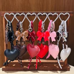 INS Style Kawaii Korea Trendy Heart Leather Keychain Bag Package Decor Chocolate Pendant Accessories Creative Key Chain Trendy