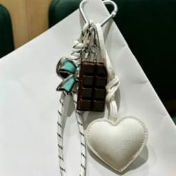 INS Style Kawaii Korea Trendy Heart Leather Keychain Bag Package Decor Chocolate Pendant Accessories Creative Key Chain Trendy