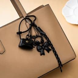 Maillard Style Mini PU Leather Bag Keychain Retro Heart Shape Pendant Bag Charm Woven Rope Hanging Piece Accessories