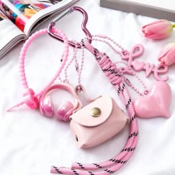 Maillard Style Mini PU Leather Bag Keychain Retro Heart Shape Pendant Bag Charm Woven Rope Hanging Piece Accessories
