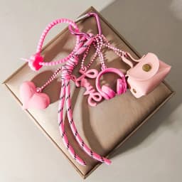 Maillard Style Mini PU Leather Bag Keychain Retro Heart Shape Pendant Bag Charm Woven Rope Hanging Piece Accessories