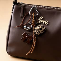 Maillard Style Mini PU Leather Bag Keychain Retro Heart Shape Pendant Bag Charm Woven Rope Hanging Piece Accessories