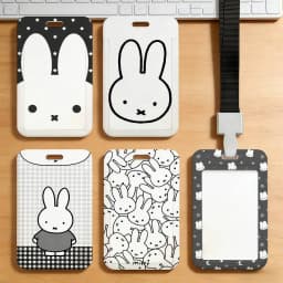 M-Miffy Cartoon Black White Gray Minimalist Card Holder Transportation Work Permit Cards ID Student Meal Cardcase