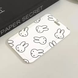 M-Miffy Cartoon Black White Gray Minimalist Card Holder Transportation Work Permit Cards ID Student Meal Cardcase