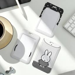 M-Miffy Cartoon Black White Gray Minimalist Card Holder Transportation Work Permit Cards ID Student Meal Cardcase