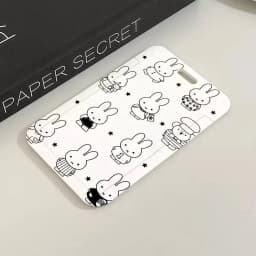 M-Miffy Cartoon Black White Gray Minimalist Card Holder Transportation Work Permit Cards ID Student Meal Cardcase