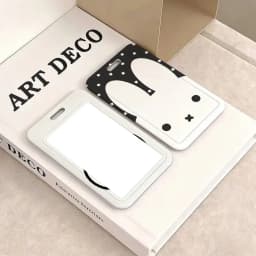 M-Miffy Cartoon Black White Gray Minimalist Card Holder Transportation Work Permit Cards ID Student Meal Cardcase