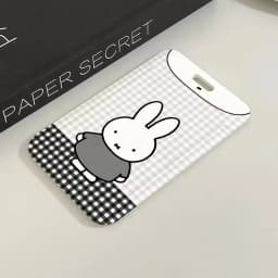 M-Miffy Cartoon Black White Gray Minimalist Card Holder Transportation Work Permit Cards ID Student Meal Cardcase