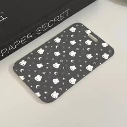 M-Miffy Cartoon Black White Gray Minimalist Card Holder Transportation Work Permit Cards ID Student Meal Cardcase