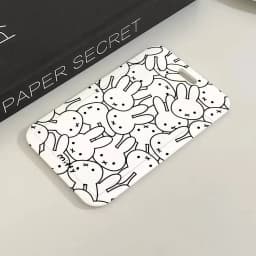 M-Miffy Cartoon Black White Gray Minimalist Card Holder Transportation Work Permit Cards ID Student Meal Cardcase