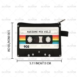 Cute Tape Cassette Case Graphic Print Coin Purses Women Men Wallet ID Credit Card Lipstick Key Storage Bag Money Coin Bag