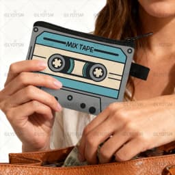 Cute Tape Cassette Case Graphic Print Coin Purses Women Men Wallet ID Credit Card Lipstick Key Storage Bag Money Coin Bag
