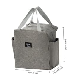 Double Pockets Portable Lunch Bag Lunch Box Insulated Canvas Tote Bag School Lunch Portable Dinner Box Picnic Food Storage