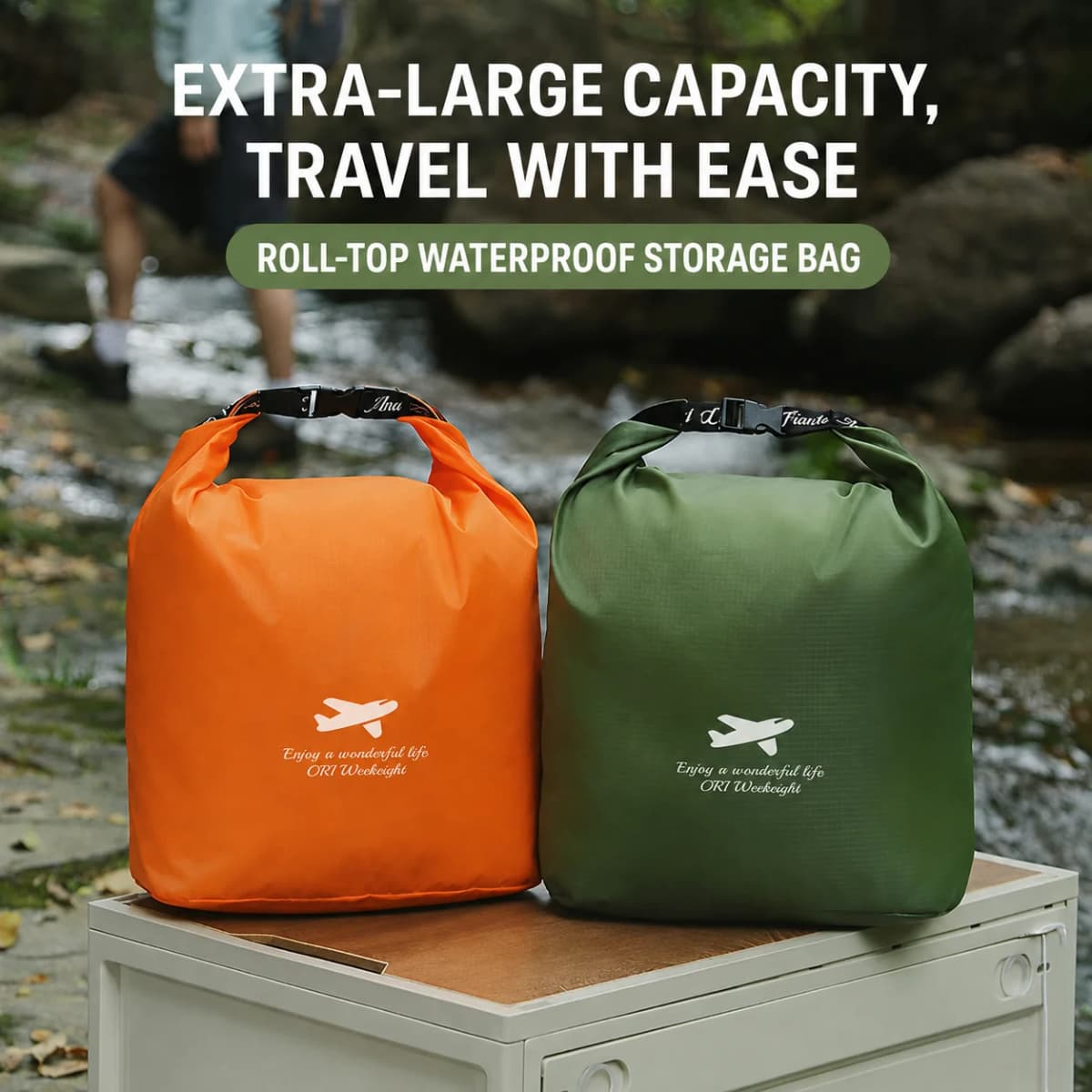 Waterproof Roll Top Travel Storage Bags Oxford Ultralight Ripstop Stuff Sacks for Camping Hiking Dirt Proof Packing Pouches