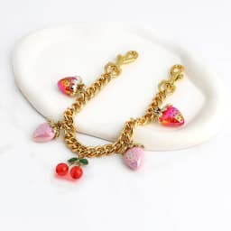 Cute Strawberry Keychain,cherry Bag Charms,Heart Flower Key chains Accessories Decor for Girls Purse Gifts Bag Pendant