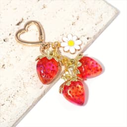 Cute Strawberry Keychain,cherry Bag Charms,Heart Flower Key chains Accessories Decor for Girls Purse Gifts Bag Pendant