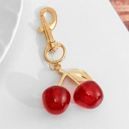 Cute Strawberry Keychain,cherry Bag Charms,Heart Flower Key chains Accessories Decor for Girls Purse Gifts Bag Pendant