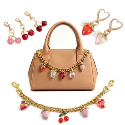 Cute Strawberry Keychain,cherry Bag Charms,Heart Flower Key chains Accessories Decor for Girls Purse Gifts Bag Pendant