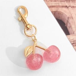 Cute Strawberry Keychain,cherry Bag Charms,Heart Flower Key chains Accessories Decor for Girls Purse Gifts Bag Pendant